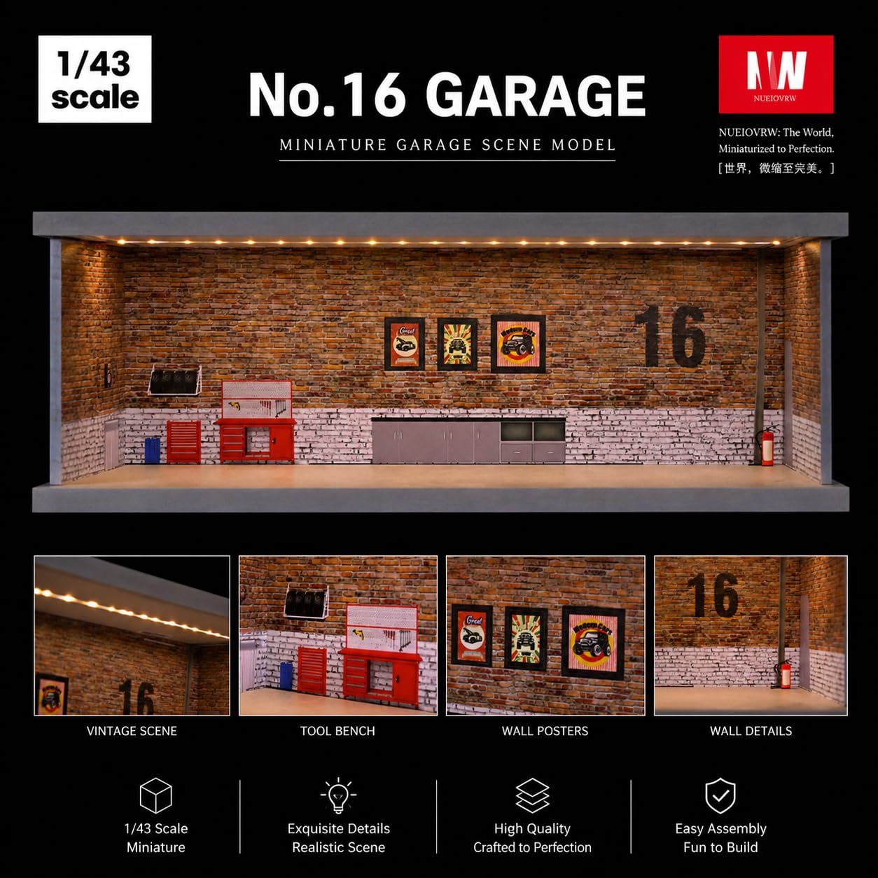 Amazon.com: 1/43 Diorama Garage Model LED Parking Lot Workshop